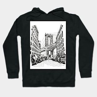 Brooklyn Bridge New York Cityscape USA Pen and Ink Illustration Hoodie